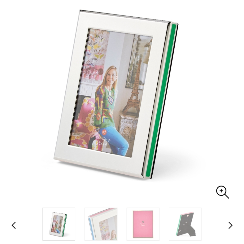 Kit Kemp Spode Cabana Photo Frame 4x6 Silver Enamel Blue Pink Green Yellow Chic